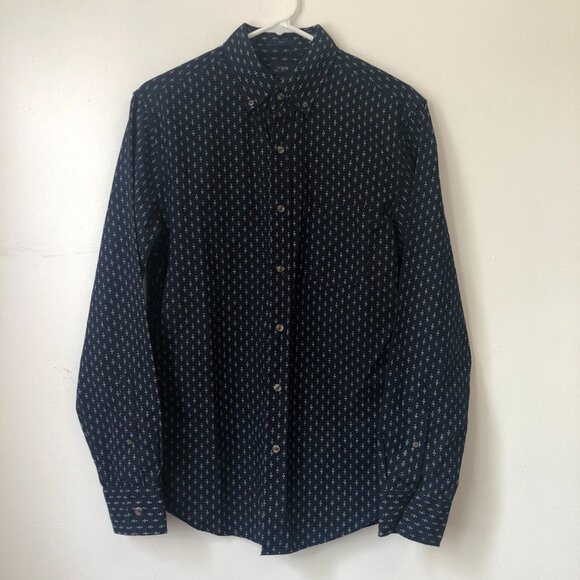 J Crew Men Shirt Button Up Long Sleeve Slim Size S Dark Blue Cotton 100% - Picture 2 of 8